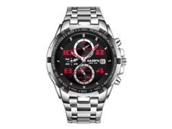 Reloj De Hombre (plateado) Con Brazalete De Acero, Movimiento De Cuarzo, Indicador De Fecha Y Manecillas Luminosas.