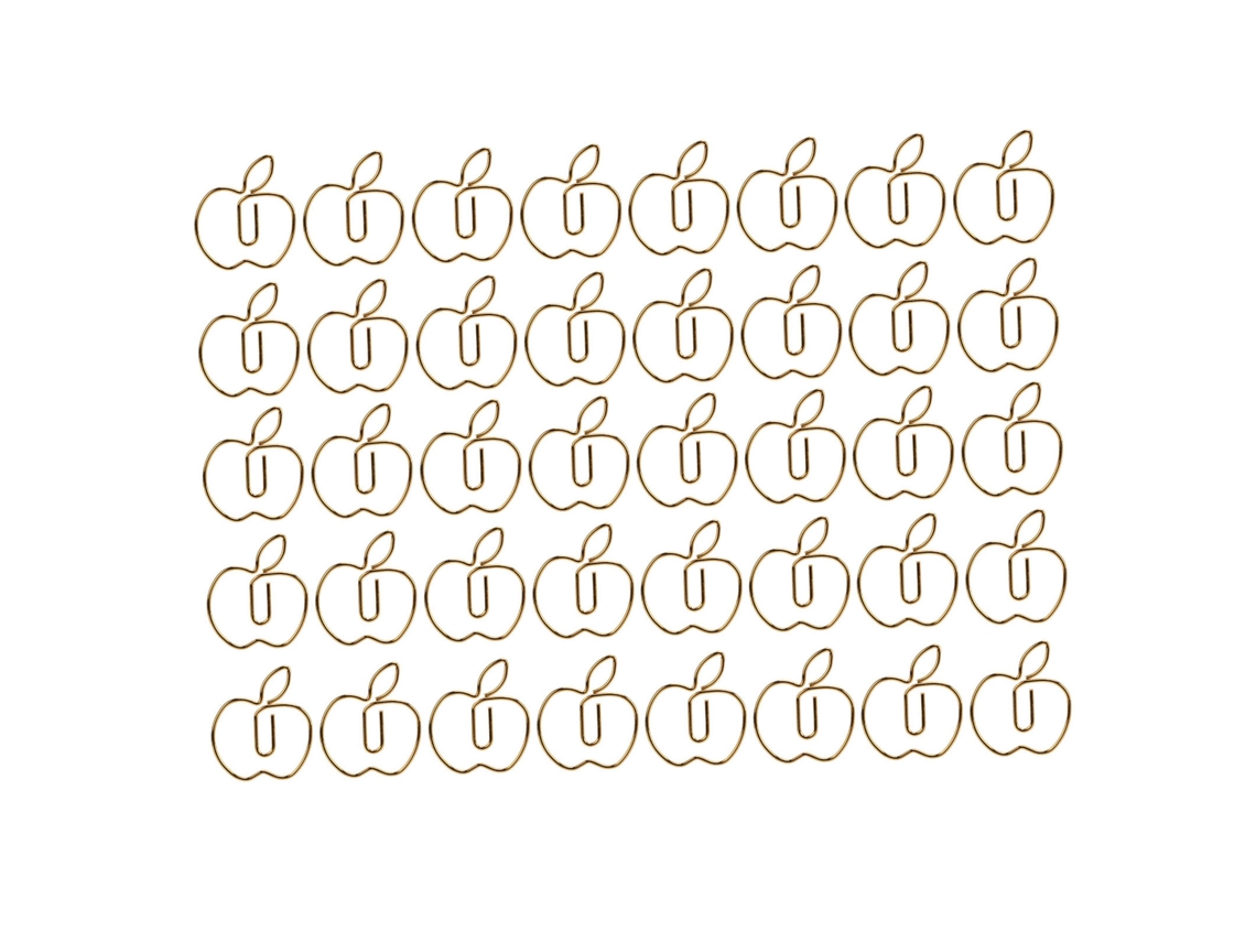 40 Clips De Papel En Forma De Manzana Dorada, Creativos Y Personalizados, Tamaño Grande, Para Hogar Y Oficina