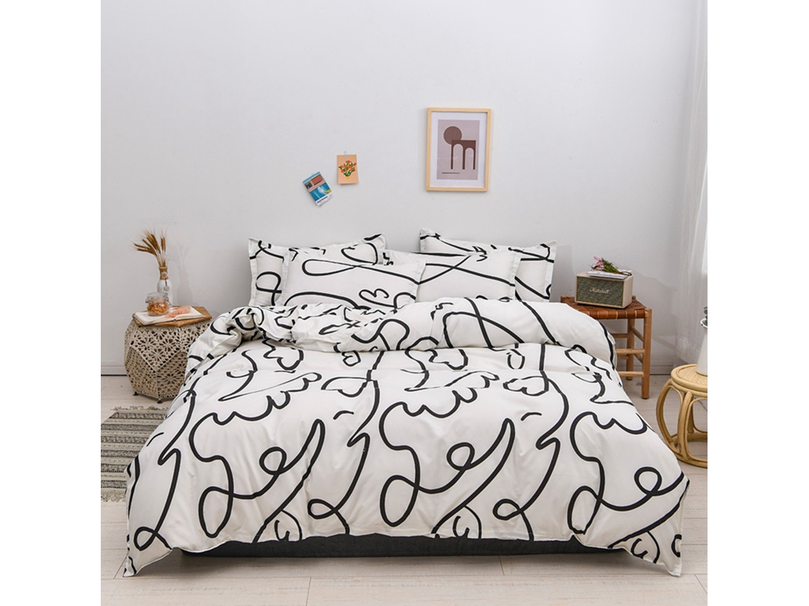 2026-conjunto De Cama 4 Piezas Estilo Simple De Algodón Suave Acolchado Transpirable Para Hogar