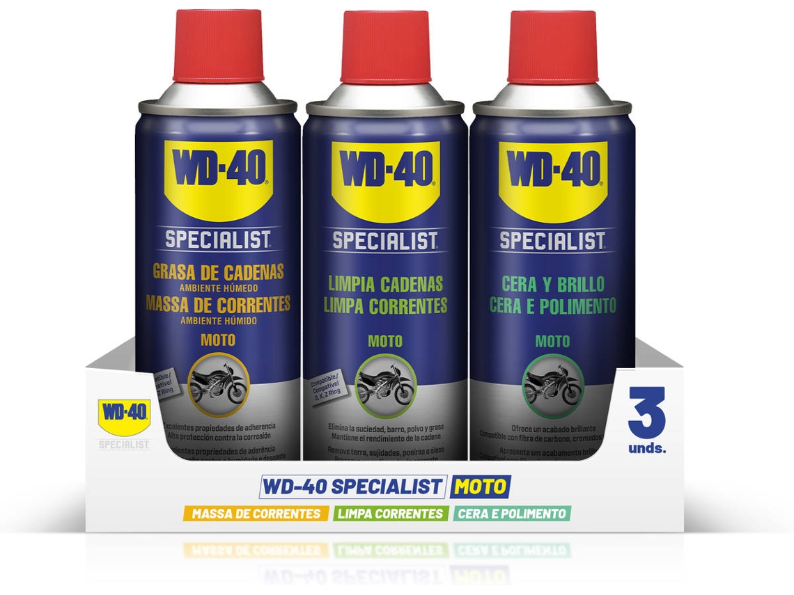 Moto Tripack Limpiador + Masilla para Cadenas + Cera y Abrillantador WD-40