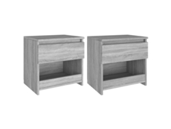 Mesa Cabeceira LOVELY HOME Mesinha 2Pcs 40X30X39Cm Derivado Madeira Cinzento Sonoma