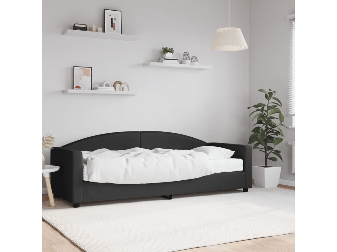 Sofá Cama Con Colchón Tela Negro 80x200 Cm