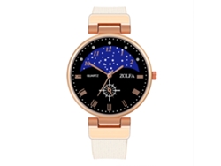Reloj De Pulsera De Cuarzo Para Mujer Con Correa De Malla Y Esfera Blanca Con Diseño De Cielo Estrellado.