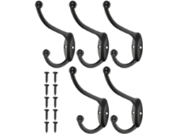 Juego De 5 Ganchos De Pared De Hierro Negro Para Ropa, Perchas Multifuncionales Para Baño Y Cocina,