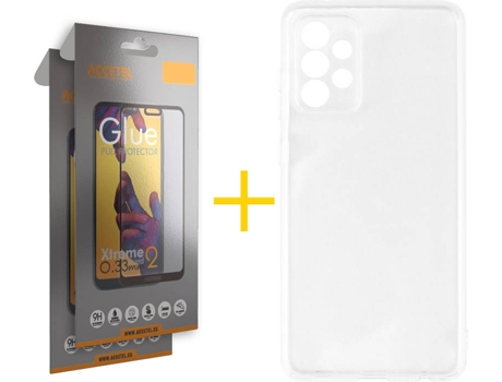 Funda y Protector de Vidrio Full 2 x Samsung Galaxy A32 5G ACCETEL Silicona Líquida Transparente