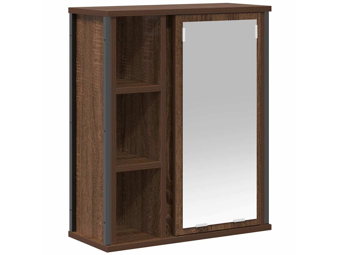 Maison Exclusive - Mueble De Baño De Pared Con Espejo Roble Marrón 50x21x60 Cm