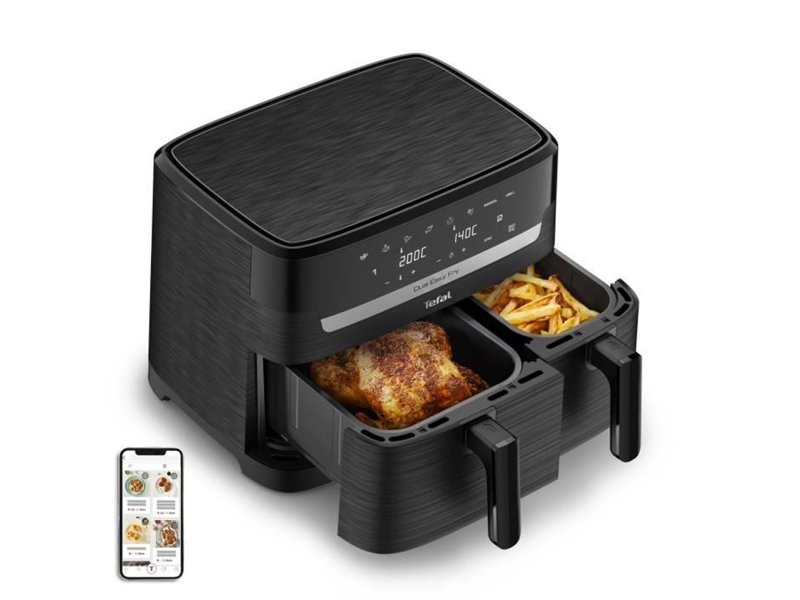 Freidora TEFAL Easy Fry Dual Sin Aceite Capacidad 8 3 L 8 Personas 2 Cajones 7 Programas Freidora De Aire Con Pantalla Táctil Ey901N10