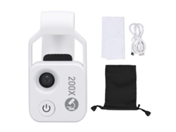 Microscópio De Bolso Para Celular 200x Com Luz Led Clip Universal 5v 1a Branco