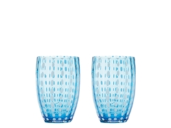 Vasos Zafferano Perle color aguamarina - Vidrio soplado de color, 32 cl, hechos a mano - Juego de 2 vasos hechos a mano para agua o cócteles