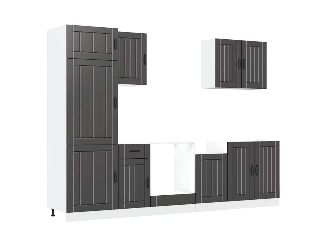 Maison Exclusive - Mueble De Cocina Lucca Negra 7 Piezas Madera Contrachapada