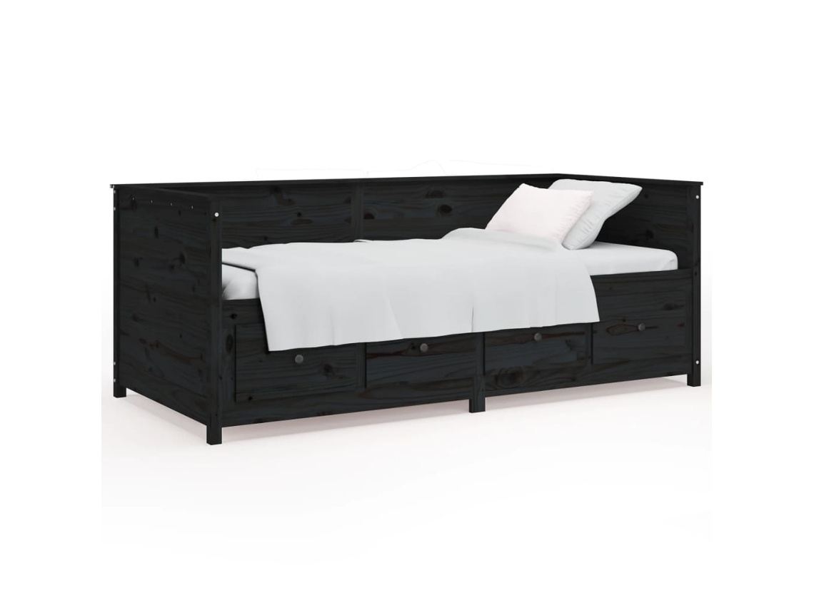 Maison Exclusive - Sofá Cama Sin Colchón Madera Maciza De Pino Negro 90x190 Cm