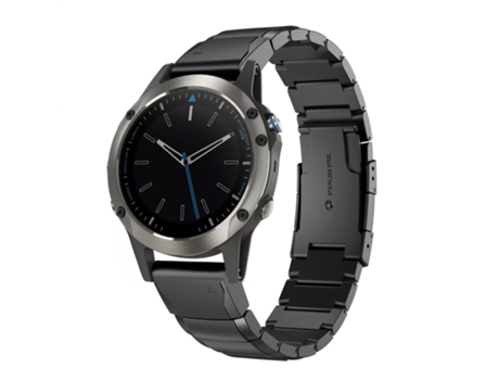 Correa de reloj inteligente para Garmin Quatix 5 Zafiro 22 mm Acero inoxidable con carey (Negro)