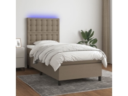 Cama Box Spring Colchón Y Luces Led Gris Taupe 80x200 Cm