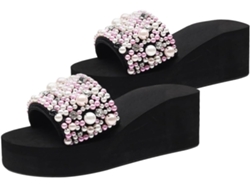 Sandalias/zapatillas De Plataforma Negras De Tacón Alto Para Mujer, Sandalias De Cuña, Pantuflas.