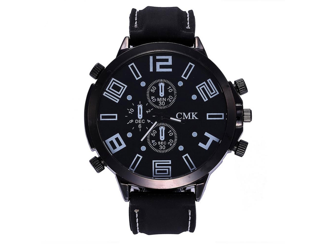 Reloj Hombre Cmk Con Correa De Cuero Pu Dial Grande Moda Digital Blanco