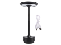Lámpara de oficina LED inalámbrica recargable 2026 con ajuste de brillo de 360 grados, aluminio negro.