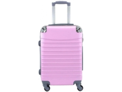 Maleta Pequeña 4 Ruedas 360º Equipaje De Mano Cabina Rigida Esquinas Plateadas (Rosa) COSHANO