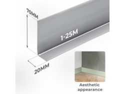 Zócalo de PVC 70x20 mm, 25 m, flexible, autoadhesivo, suave, gris oscuro Quest