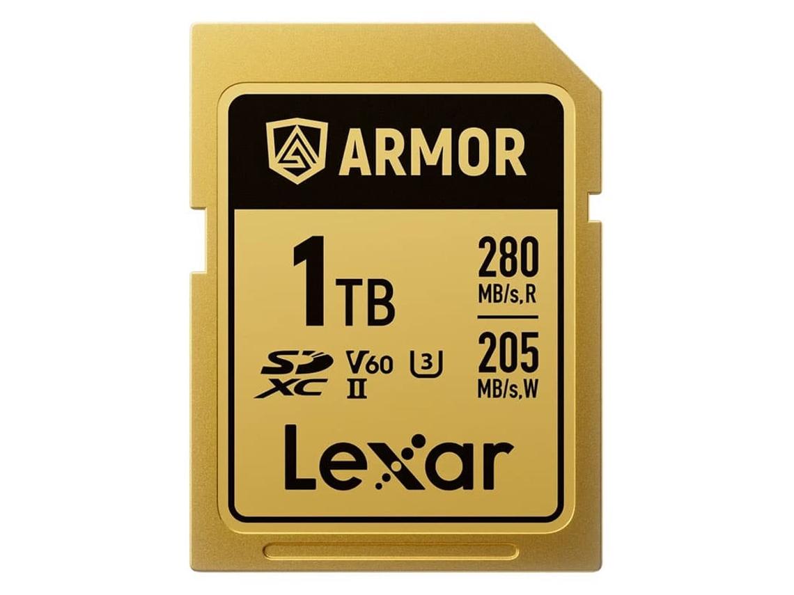 Tarjeta Lexar Sdxc Pro Gold Series Armor Uhs-ii 1tb V60 Ip68 Acero Inoxidable R280/w210