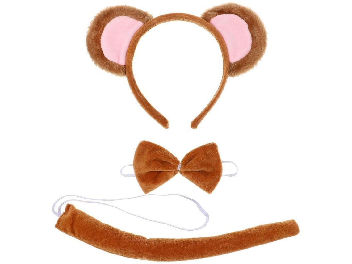 Accesorios De Disfraz De Mono Con Tiara, Pajarita Y Cola De Peluche Para Fiestas De Cosplay De Halloween.
