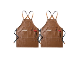 Aventales De Cocina En Cuero Sintético Resistente Con Bolsillos, Correa Cruzada, Para Hombres Y Mujeres, Para Barbacoa Y Cocina, 2 Unidades