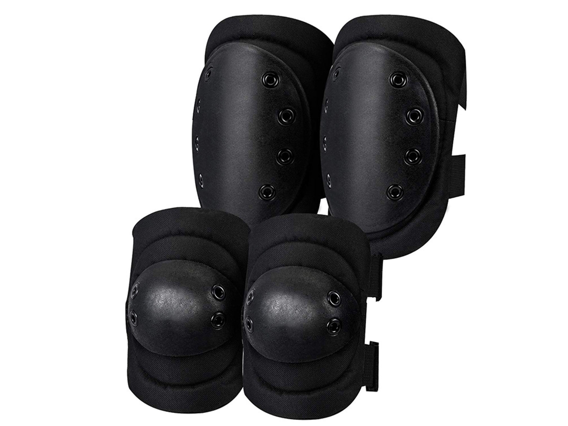 Conjunto De Rodilleras Y Coderas Para Adultos Para Ciclismo Y Deportes Al Aire Libre - Negro