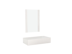 Cómoda Velia blanca acanalada con espejo y cajón Muebles hermosos