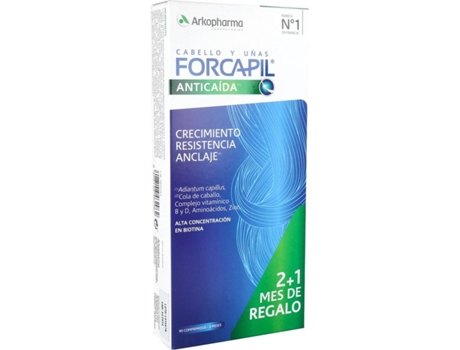 Arkopharma Forcapil Pack tratamiento 3 meses crecimiento resistencia y anclaje alta concentración biotina complemento alimenticio suplemento 2 1 90