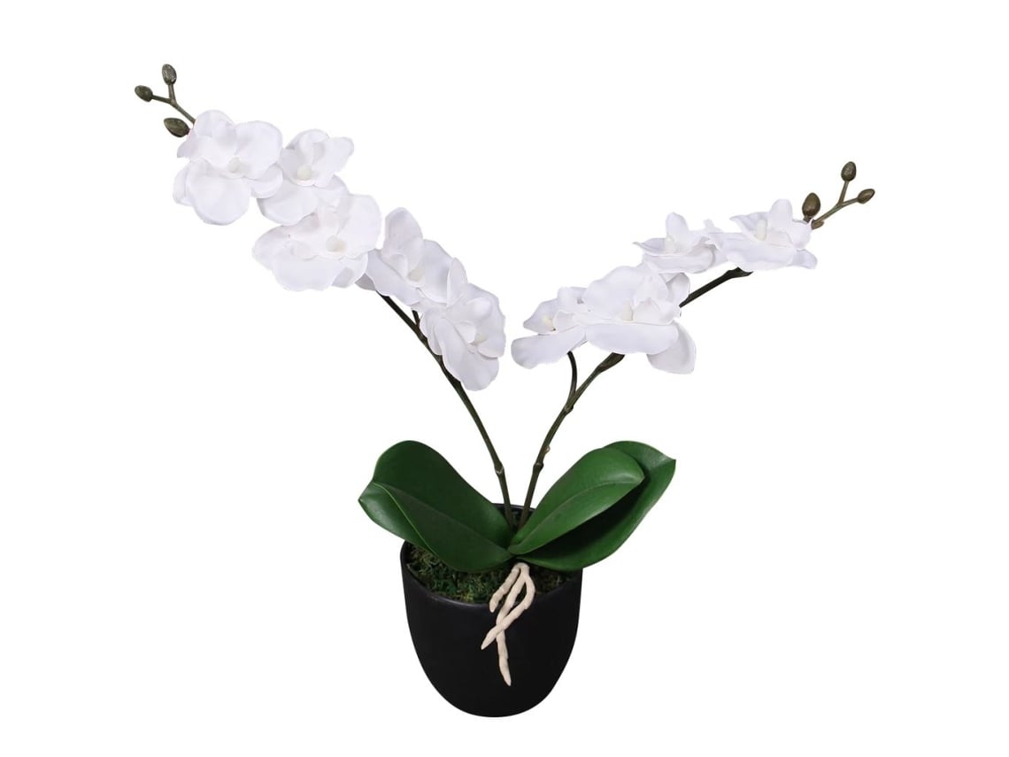 Orquídea artificial con maceta, 30 cm, blanca, Dec021901