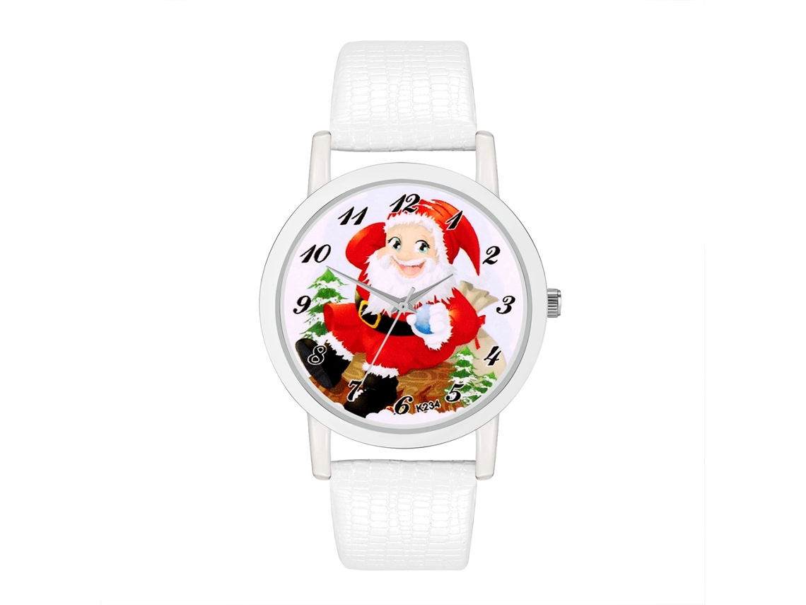 Reloj De Pulsera Unisex De Cuarzo Con Correa De Piel Sintética, Diseño De Papá Noel Y Navidad.
