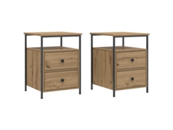 Conjunto 2 Mesita De Noche VIDAXL Marrón Madera contrachapada