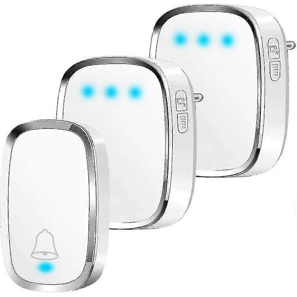 Timbre Inalámbrico, Resistente Al Agua, Alcance De 300 Metros, Led Y 36 Melodías, 1 Transmisor Y 2 Receptores. Brilvibera_gsg