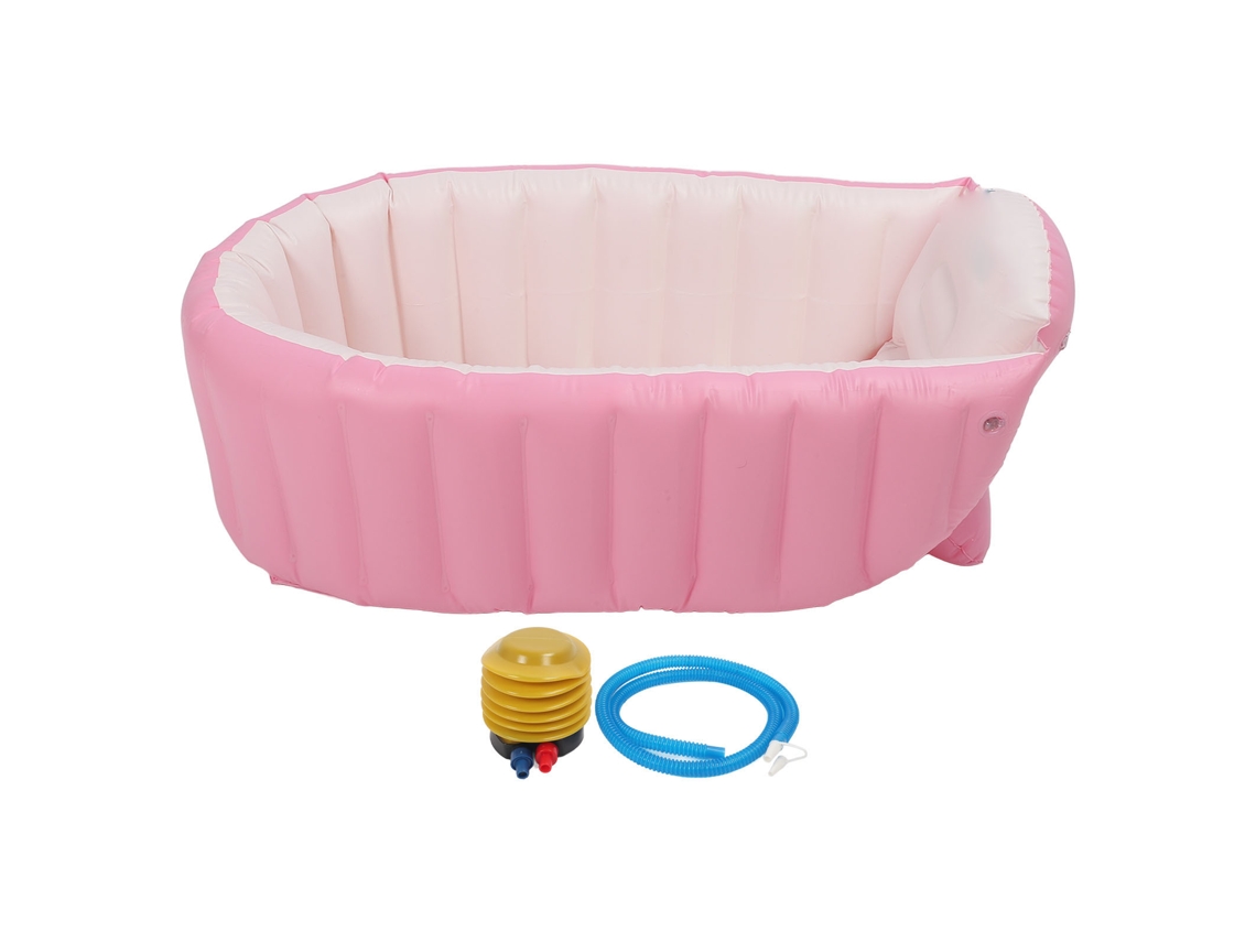Bañera inflable rosa para bebé con bomba antifugas