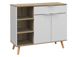 Aparador De Cocina Con 1 Cajón Y Puertas De Cierre Suave, 95x35x85cm, Blanco Natural.