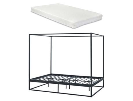 Cama con Dosel Kristianstad [ES.CASA] Metal Negro (206x145x180cm)