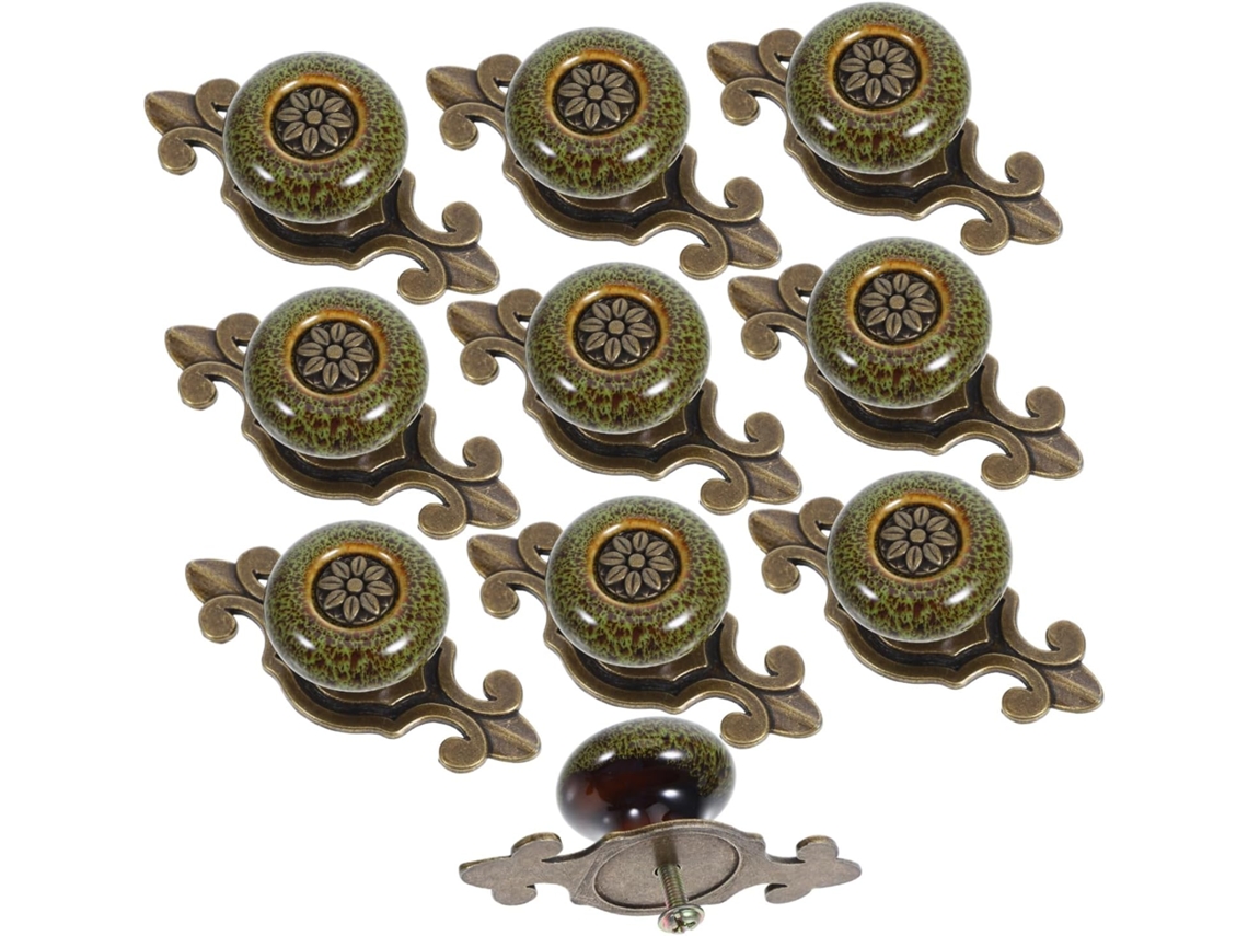 Juego De 10 Tiradores Verdes Para Puertas Y Cajones, Herrajes Decorativos.