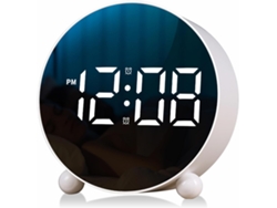 Reloj Despertador Digital, Reloj Despertador Con Pantalla Led Redonda, Reloj Digital Pequeño Con Doble Campana (blanco)