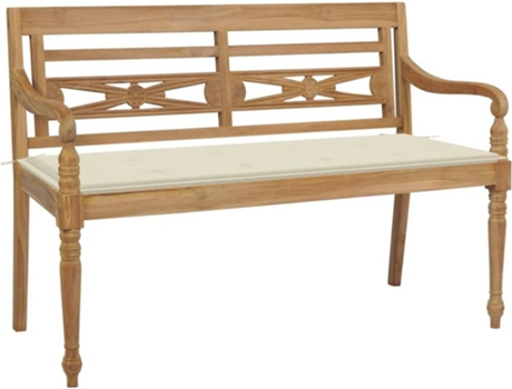 Banco de exterior VIDAXL Crema Teca (120x51.5x84 cm)