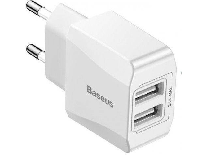 Cargador BASEUS Mini Doble USB 2.1A Blanco