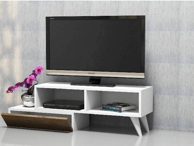 Mueble Tv Homemania active blanco 140 x 297 35 cm factory mesa para televisor soporte de nogaltarjeta revestido pvc140 140x297x35