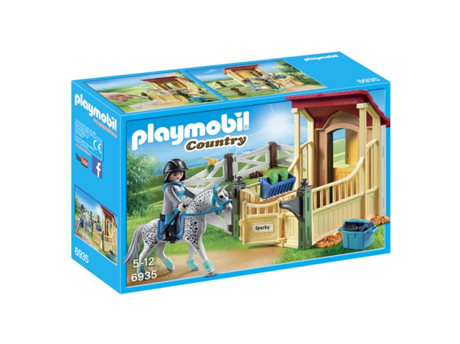 PLAYMOBIL Country: Caballo Appaloosa con establo 6935 (Edad Mínima: 4 - 75 Piezas)