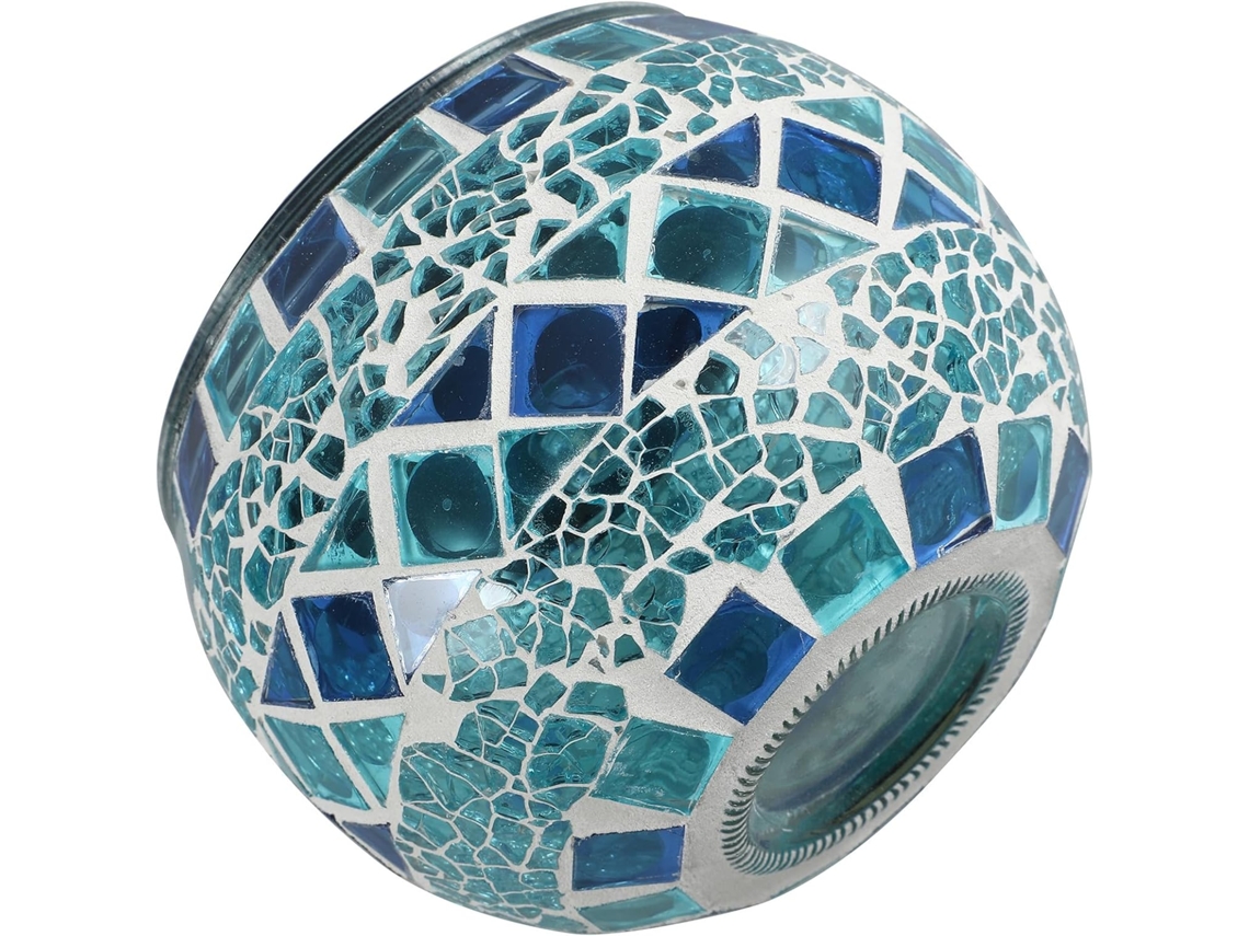 Lámpara solar LED para jardín, resistente al agua, con efecto de mosaico azul translúcido - Iluminación decorativa para exteriores
