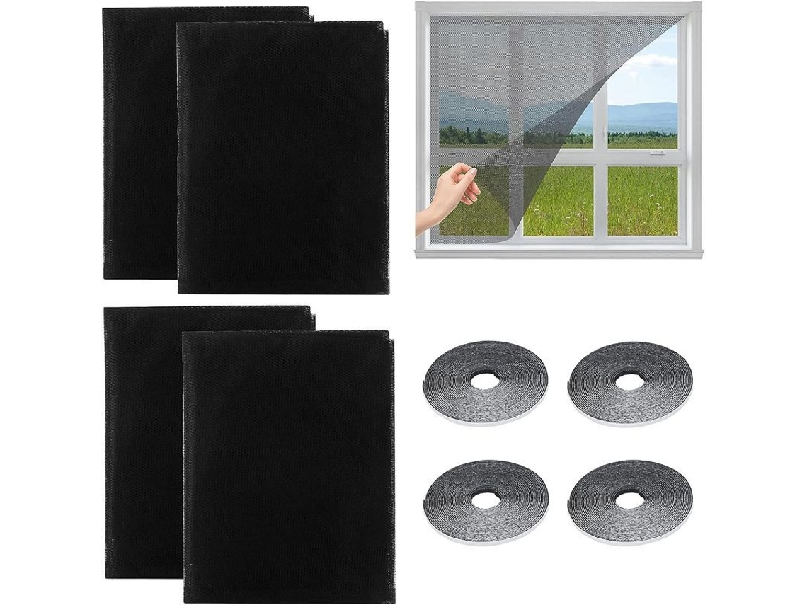 2026-red Mosquitera Para Ventana Linjou 150x130cm Con 4 Cintas Autoadhesivas Cortable