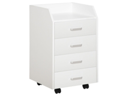 Armário de Escritório com 4 Gavetas, Tampo com Espaço de Armazenamento, 40x36x65 Cm, Branco S/MARCA