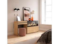 Tocador Cajón Chimenea Eléctrica SKRAUT HOME Madera de Roble Melamina Marrón (177x35x75)