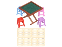 Mesa De Mahjong En Miniatura 1:12 Con Sillas Y Piezas Para Decoración De Casas De Muñecas