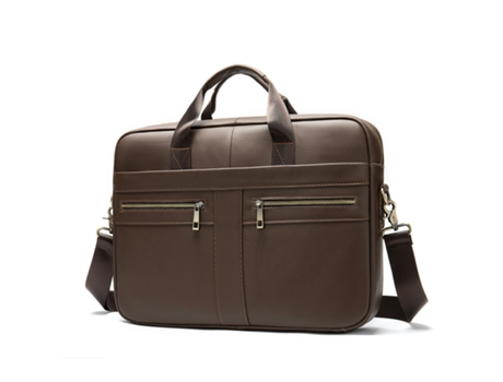 Bolso de cuero genuino vintage Bolso mensajero para computadora portátil Bolsos de hombro tipo bandolera para hombres-5011 Café