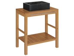 Maison Exclusive - Mueble Tocador Madera Teca Maciza Con Lavabo De Mármol Negro