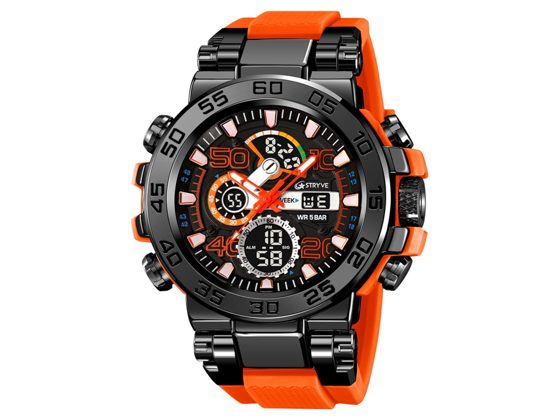 Reloj Deportivo Luminoso Electrónico Con Cronógrafo, Resistente Al Agua, Con Caja Metálica, Multifuncional, Ideal Para Estudiantes.
