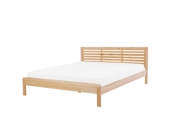 Cama con somier BELIANI Carnac de Madera de caucho Madera clara 185x209x90